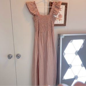 Max Studio Salmon Pink Gingham Flutter Sleeve Dress